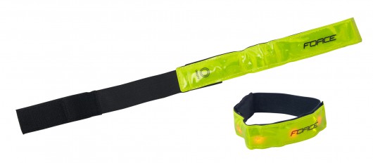 Reflexní pásek Force s LED diodami 42 cm, žlutý