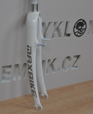 Vidlice Maxbike 28 karbon+lak logo Maxbike V-brake bílá