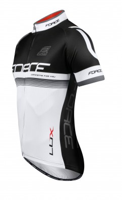 Cyklistický dres FORCE LUX krátký rukáv černo-bílý