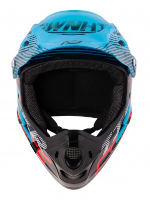 Přilba FORCE TIGER downhill, modro-černo-červ. L-XL