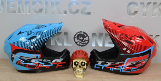 Přilba FORCE TIGER downhill, modro-černo-červ. L-XL