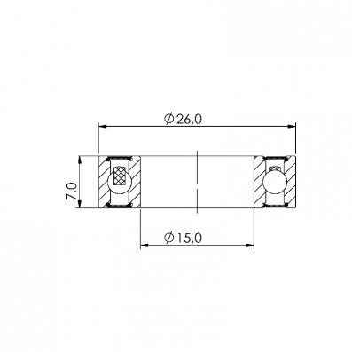 Ložisko kuličkové keramické CB-344 MR15267 LLB 15x26x7