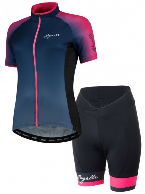 Dámský cykloset Rogelli GLOW SELECT, modro-růžový