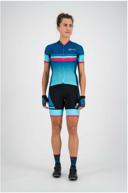 Extralehký dámský cyklodres Rogelli IMPRESS s krátkým rukávem, modro-růžový
