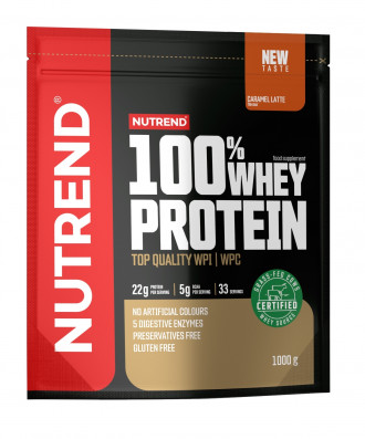 NUTREND 100% WHEY PROTEIN 1000g, sáček, karamelové latté