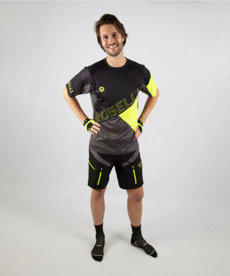 MTB cyklokraťasy ROGELLI ADVENTURE s odepínací vnitřní vložkou, černo-šedo-reflexní žluté