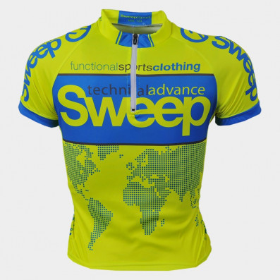 SWEEP CYKLISTICKÝ DRES DĚTSKÝ CYKLO-D014A ŽLUTÝ FLUO/MODRÝ