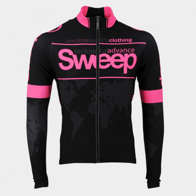 SWEEP CYKLISTICKÝ DRES ELITE CYKLO-D017 S DLOUHÝM RUKÁVEM ČERNO/RŮŽOVÝ FLUO