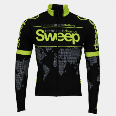 SWEEP CYKLISTICKÝ DRES ELITE CYKLO-D017 S DLOUHÝM RUKÁVEM ČERNO/ŽLUTÝ FLUO