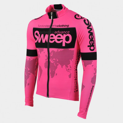 SWEEP CYKLISTICKÝ DRES ELITE CYKLO-D017 S DLOUHÝM RUKÁVEM RŮŽOVÝ FLUO