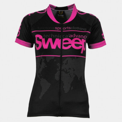 SWEEP DÁMSKÝ CYKLISTICKÝ DRES CLASIC CYKLO-D023 ČERNO/RŮŽOVÝ FLUO