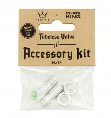 PEATY'S X CHRIS KING (MK2) SILVER TUBELESS VALVES ACCESSORY KIT