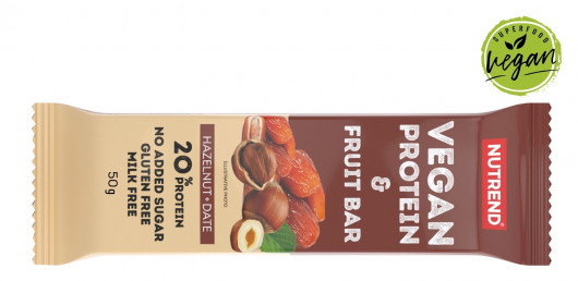 NUTREND VEGAN PROTEIN FRUIT BAR 50 g lískový ořech+datle