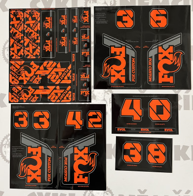 NÁLEPKY FOX CUSTOM NA VIDLICI A TLUMIČ VELKÁ SADA - oranžové Factory