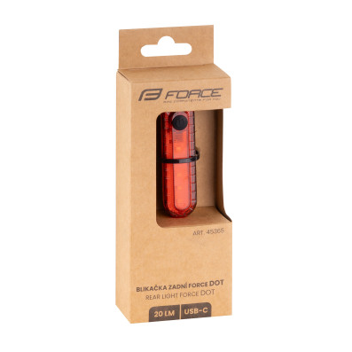 Blikačka zadní FORCE DOT 20LM, 5x LED, USB