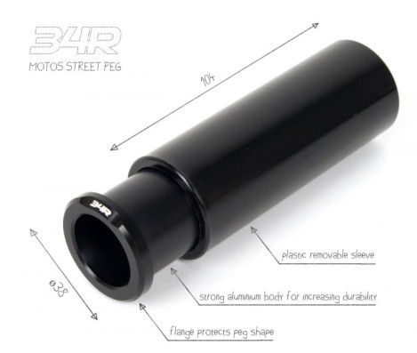 Peg 34R MOTOS PEG AL 7075 + plastic sleeve / 10 mm / 1 ks černý