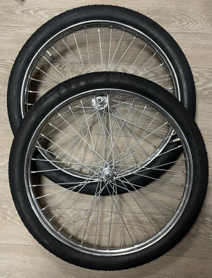 Kola napletená na dvoukolák-kompletní-pláště-duše-chrom