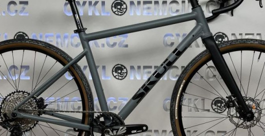 Rám gravel Al logo SKULL šedý HM + vidlice Karbon