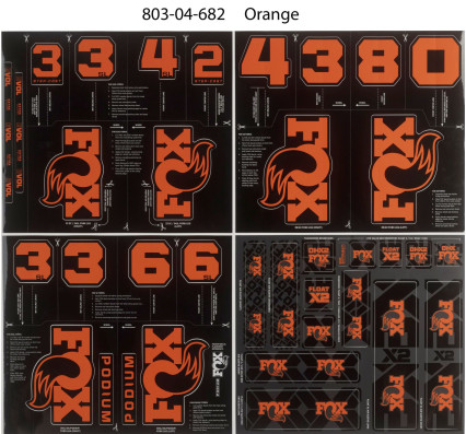 NÁLEPKY FOX NA VIDLICI A TLUMIČ CUSTOM 2027 VELKÁ SADA oranžové