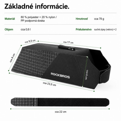 Taška RockBros aerodynamická na rám, 0,6L, vodotěsná