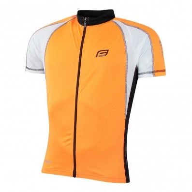 Cyklistický dres FORCE T10 krátký rukáv, oranžovo-bílý