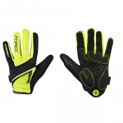 Cyklistické rukavice FORCE MTB TARGET letní, fluo