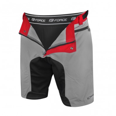 Kraťasy FORCE MTB-11 s odnímatelnou vložkou,sv.šedé