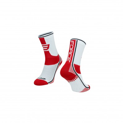 Ponožky FORCE LONG PLUS, červeno-černo-bílé S-M