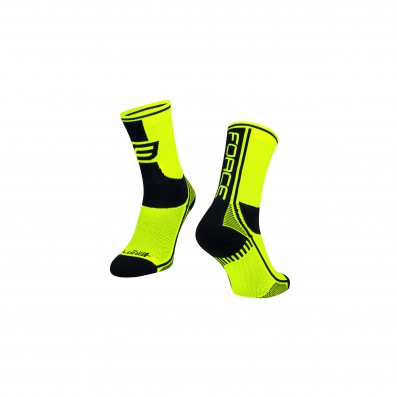 Ponožky FORCE LONG PLUS, fluo-černé L-XL