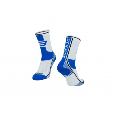 Ponožky FORCE LONG PLUS, modro-černo-bílé L-XL