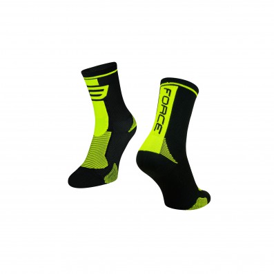 Ponožky FORCE LONG, černo-fluo L - XL