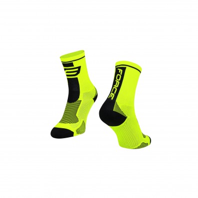 Ponožky FORCE LONG, fluo-černé L - XL