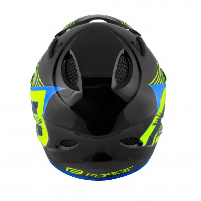 Přilba FORCE TIGER downhill, černofluo-modrá L - XL