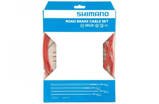 SHIMANO silniční brzdový set 800/1400 mm + 1000/2050 mm červená
