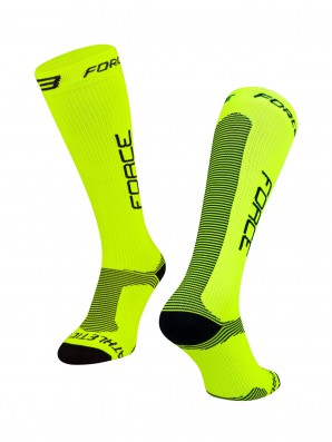 Ponožky FORCE ATHLETIC PRO KOMPRES, fluo-černé L - XL