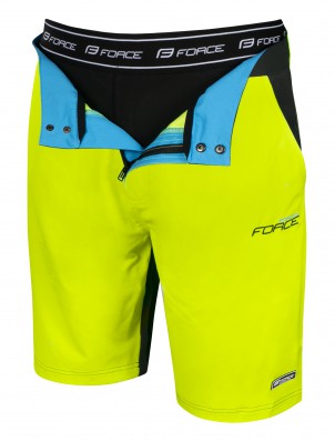 Kraťasy Force BLADE MTB s odnímatelnou vložkou,černo-fluo