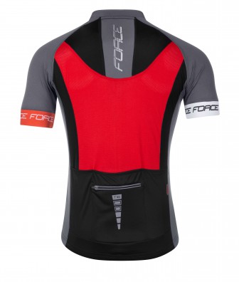 Cyklistický dres FORCE T16 krátký rukáv, černo-šedo-červený