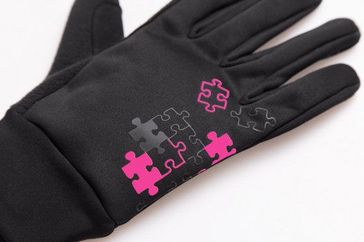 ETAPE- dětské rukavice PUZZLE WS, černá/růžová
