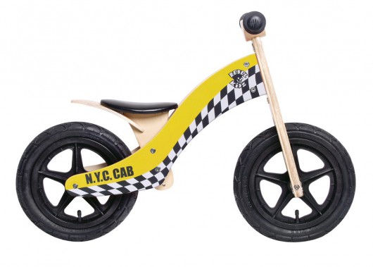 Odrážedlo Rebel Kidz Wood Air drevo, 12", Taxi žlutá