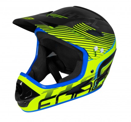 Přilba FORCE TIGER downhill, černofluo-modrá L - XL