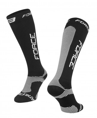 Ponožky FORCE ATHLETIC PRO KOMPRES, černo-bílé L - XL